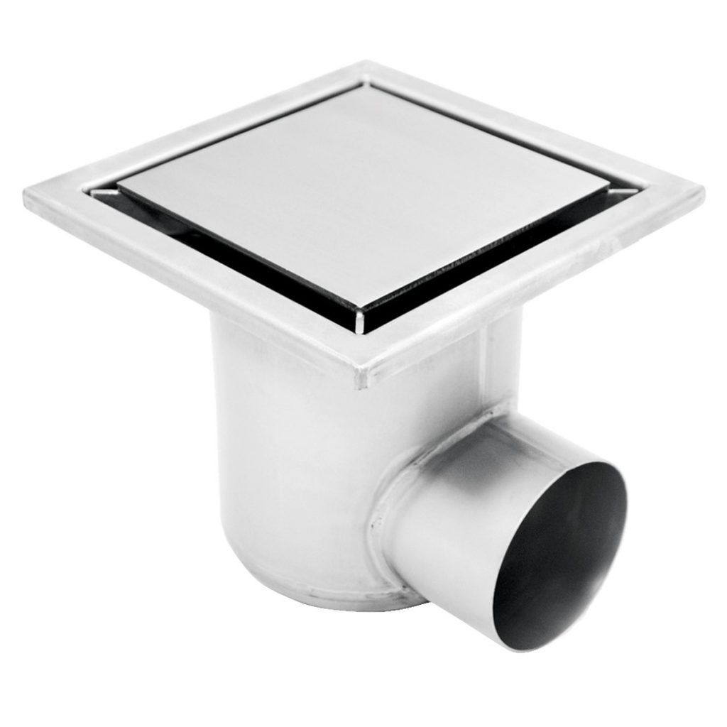 Ralo de aço inoxidável industrial sifonado com saída horizontal