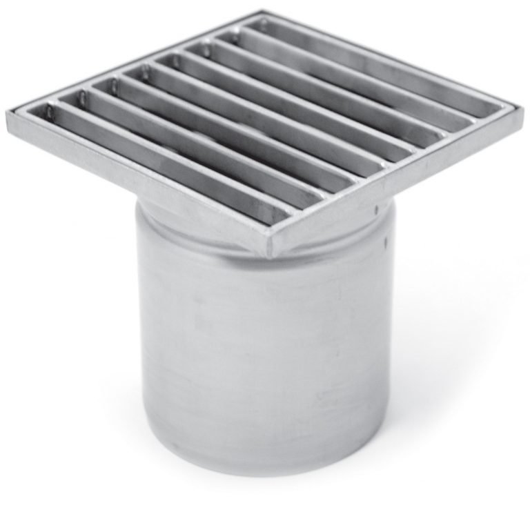 Sumidouro industrial em aço inoxidável de baixa altura, saída vertical