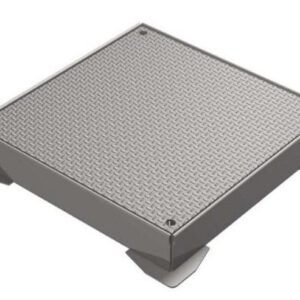 Tapa de registro estanca de acero inoxidable INZA con superficie antideslizante tipo chapa palillo, damero, lagrima, máxima seguridad y sellado anti-olores para pavimentos industriales