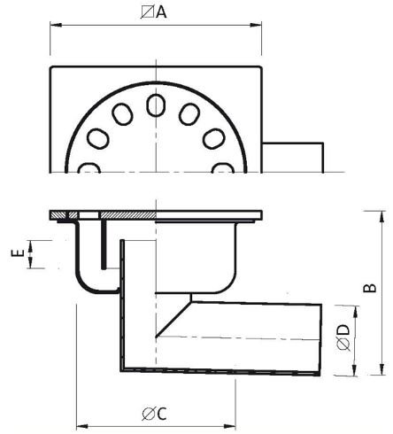 croquis sumidero sanitario inox